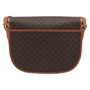 CELINE Macadam Canvas Shoulder Bag PVC Leather Brown Gold Auth BA13751-2
