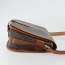 CELINE Macadam Canvas Shoulder Bag PVC Leather Brown Gold Auth BA13751-3
