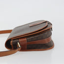 CELINE Macadam Canvas Shoulder Bag PVC Leather Brown Gold Auth BA13751-4