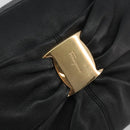 Salvatore Ferragamo Vala Hand Bag Leather Black Gold Auth BA13758-17