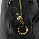 Salvatore Ferragamo Vala Hand Bag Leather Black Gold Auth BA13758-10