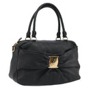 Salvatore Ferragamo Vala Hand Bag Leather Black Gold Auth BA13758-1