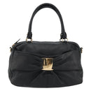 Salvatore Ferragamo Vala Hand Bag Leather Black Gold Auth BA13758-13