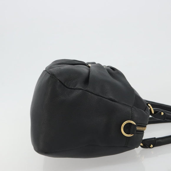 Salvatore Ferragamo Vala Hand Bag Leather Black Gold Auth BA13758