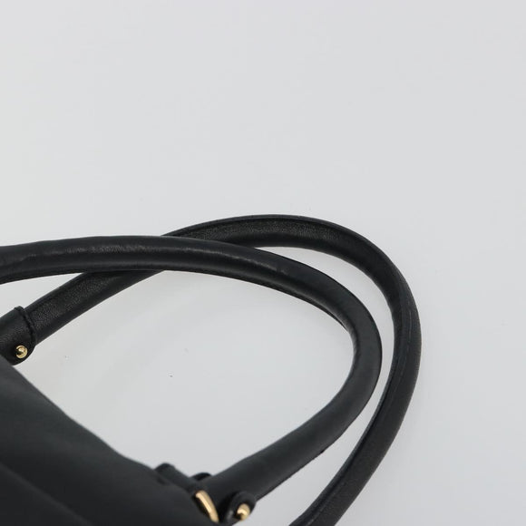 Salvatore Ferragamo Vala Hand Bag Leather Black Gold Auth BA13758
