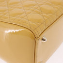 Christian Dior Lady Dior Tote Bag Patent Leather 2way Yellow Silver BA13759V-16