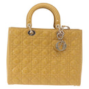 Christian Dior Lady Dior Tote Bag Patent Leather 2way Yellow Silver BA13759V-2