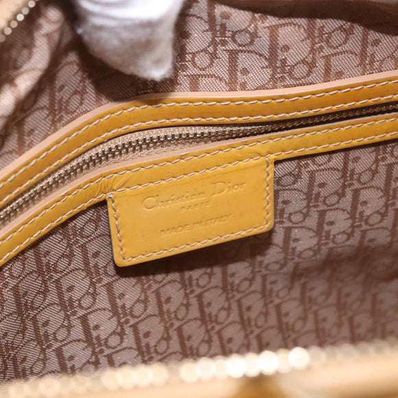 Christian Dior Lady Dior Tote Bag Patent Leather 2way Yellow Silver BA13759V