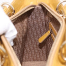 Christian Dior Lady Dior Tote Bag Patent Leather 2way Yellow Silver BA13759V-23