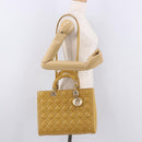 Christian Dior Lady Dior Tote Bag Patent Leather 2way Yellow Silver BA13759V-27