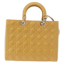 Christian Dior Lady Dior Tote Bag Patent Leather 2way Yellow Silver BA13759V-3
