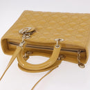 Christian Dior Lady Dior Tote Bag Patent Leather 2way Yellow Silver BA13759V-6