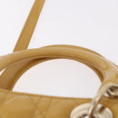 Christian Dior Lady Dior Tote Bag Patent Leather 2way Yellow Silver BA13759V-8