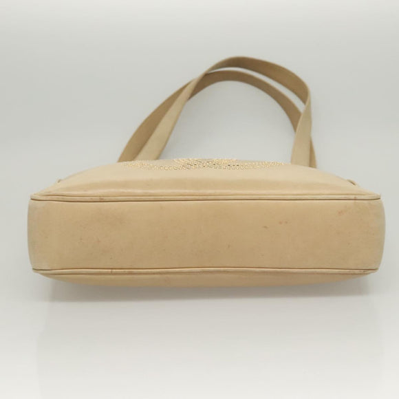 CHANEL COCO Mark Shoulder Bag Lamb Skin Beige Gold CC Auth BA1376