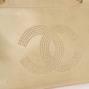 CHANEL COCO Mark Shoulder Bag Lamb Skin Beige Gold CC Auth BA1376-17