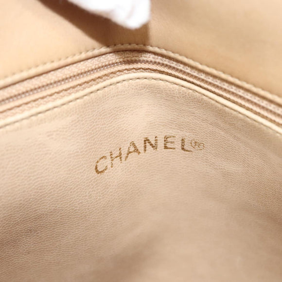 CHANEL COCO Mark Shoulder Bag Lamb Skin Beige Gold CC Auth BA1376