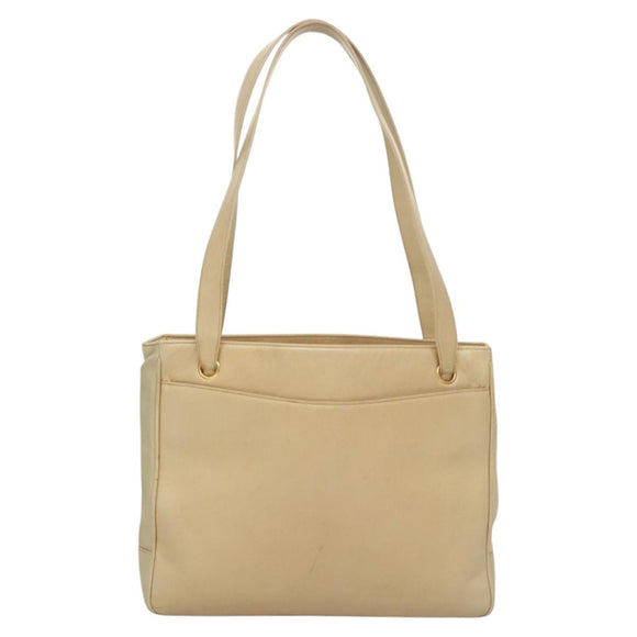 CHANEL COCO Mark Shoulder Bag Lamb Skin Beige Gold CC Auth BA1376