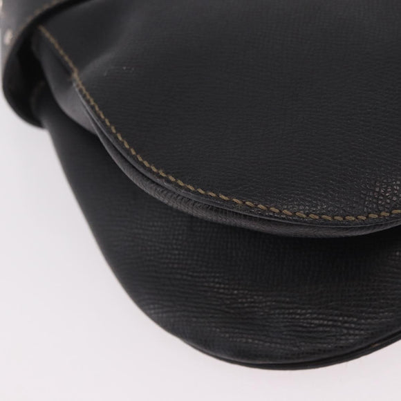 Salvatore Ferragamo Gancini Shoulder Bag Leather Black Silver Auth BA13760A