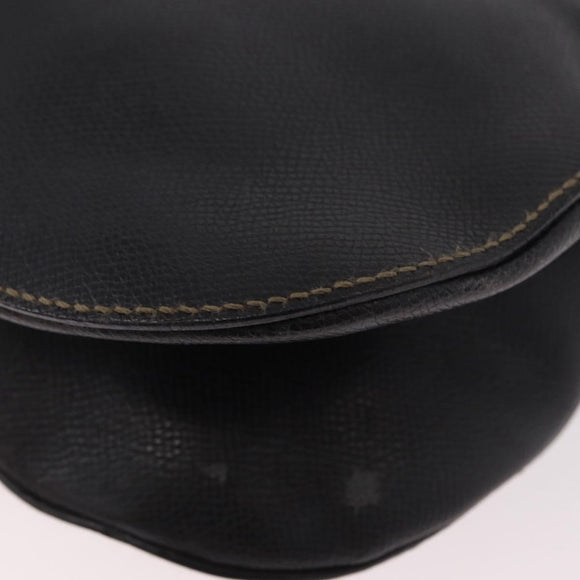 Salvatore Ferragamo Gancini Shoulder Bag Leather Black Silver Auth BA13760A