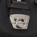 Salvatore Ferragamo Gancini Shoulder Bag Leather Black Silver Auth BA13760A-19