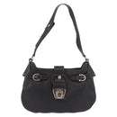 Salvatore Ferragamo Gancini Shoulder Bag Leather Black Silver Auth BA13760A-13
