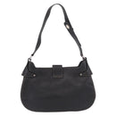 Salvatore Ferragamo Gancini Shoulder Bag Leather Black Silver Auth BA13760A-2
