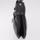 Salvatore Ferragamo Gancini Shoulder Bag Leather Black Silver Auth BA13760A-3