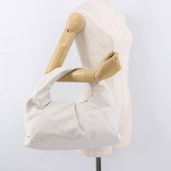 BOTTEGA VENETA Shoulder Bag Leather White Silver Auth BA13763M