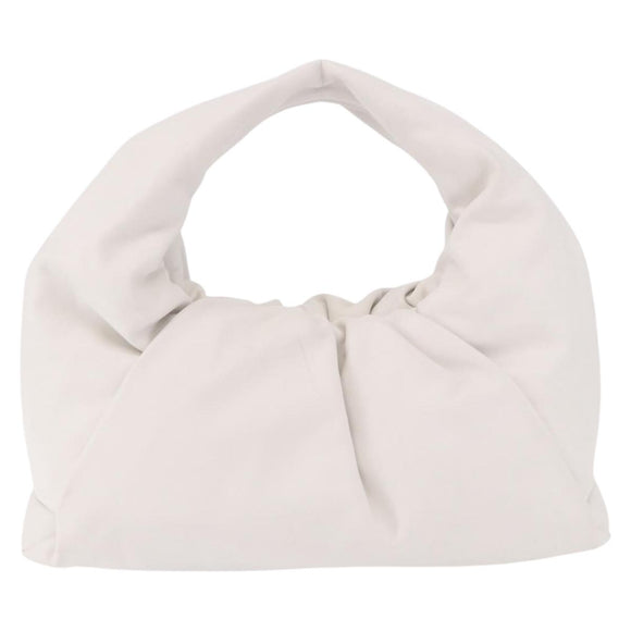 BOTTEGA VENETA Shoulder Bag Leather White Silver Auth BA13763M