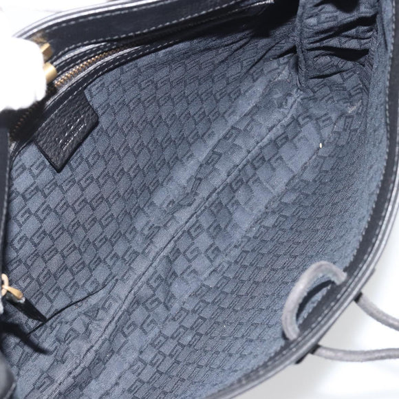 GUCCI Shoulder Bag Leather Black Gold 108964 Auth BA13764V