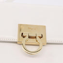 Salvatore Ferragamo Gancini Shoulder Bag Leather White Gold Auth BA13766A-15