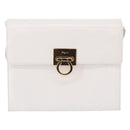 Salvatore Ferragamo Gancini Shoulder Bag Leather White Gold Auth BA13766A-2