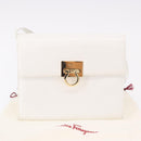 Salvatore Ferragamo Gancini Shoulder Bag Leather White Gold Auth BA13766A-23
