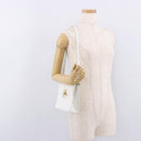 Salvatore Ferragamo Gancini Shoulder Bag Leather White Gold Auth BA13766A-24