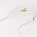 Salvatore Ferragamo Gancini Shoulder Bag Leather White Gold Auth BA13766A-6