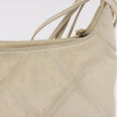 CHANEL Matelasse Shoulder Bag Lamb Skin White Gold CC Auth BA13767-4