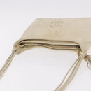 CHANEL Matelasse Shoulder Bag Lamb Skin White Gold CC Auth BA13767-7