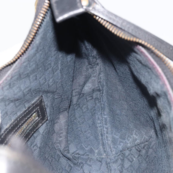 GUCCI Sherry Line Shoulder Bag Canvas Black Gold 106663 Auth BA13768