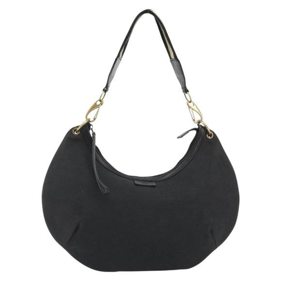 GUCCI Sherry Line Shoulder Bag Canvas Black Gold 106663 Auth BA13768
