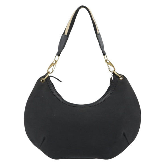 GUCCI Sherry Line Shoulder Bag Canvas Black Gold 106663 Auth BA13768