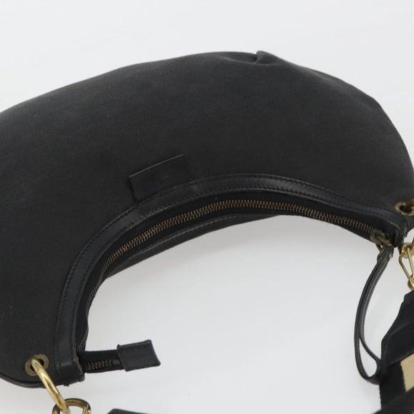 GUCCI Sherry Line Shoulder Bag Canvas Black Gold 106663 Auth BA13768