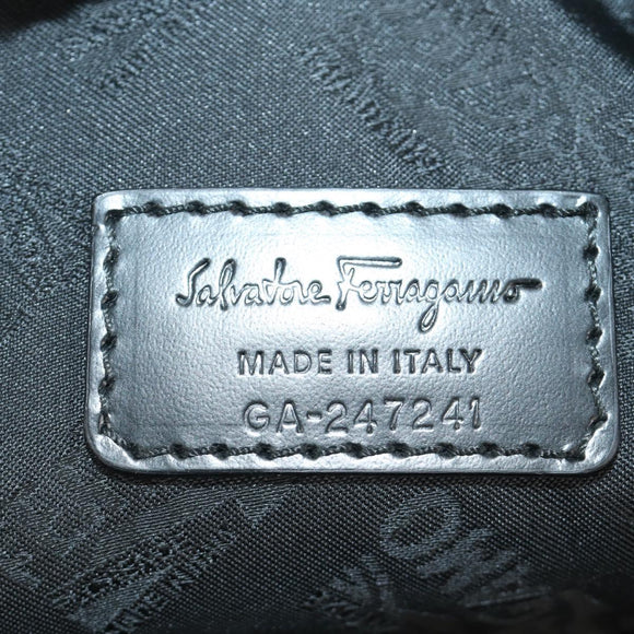 Salvatore Ferragamo Hand Bag Canvas 2way Black Silver Auth BA13771V