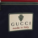 GUCCI Sherry Line Tote Bag Nylon Navy Silver 189664 Auth BA13772V-18