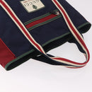 GUCCI Sherry Line Tote Bag Nylon Navy Silver 189664 Auth BA13772V-6