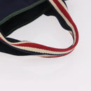 GUCCI Sherry Line Tote Bag Nylon Navy Silver 189664 Auth BA13772V-7