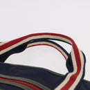 GUCCI Sherry Line Tote Bag Nylon Navy Silver 189664 Auth BA13772V-8