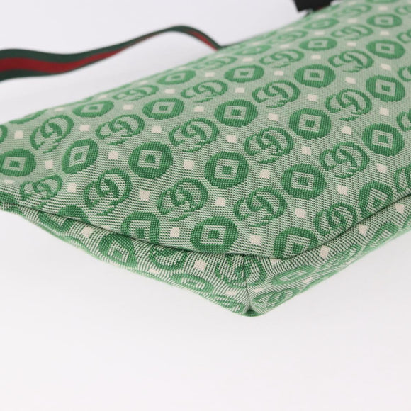 GUCCI Children's Sherry Line Waist Bag Canvas Green Silver 502095 Auth BA13773V