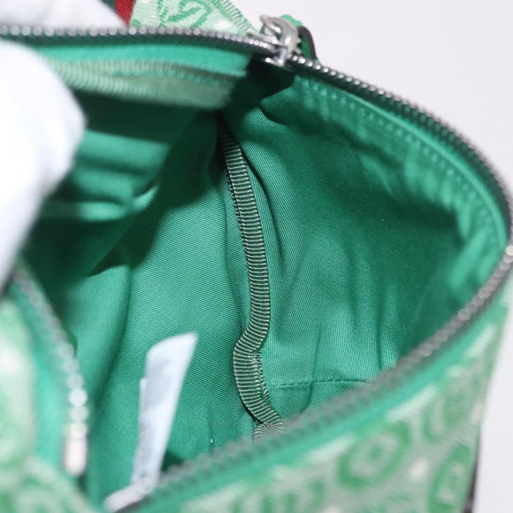 GUCCI Children's Sherry Line Waist Bag Canvas Green Silver 502095 Auth BA13773V