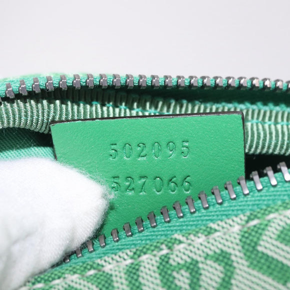 GUCCI Children's Sherry Line Waist Bag Canvas Green Silver 502095 Auth BA13773V