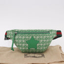 GUCCI Children's Sherry Line Waist Bag Canvas Green Silver 502095 Auth BA13773V-12